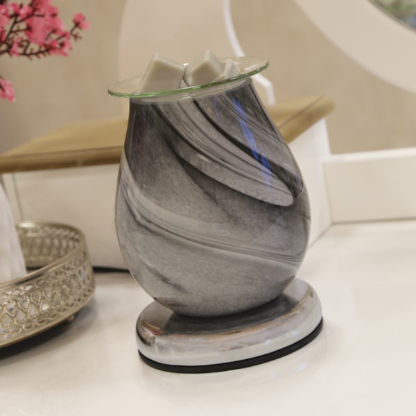 Electric Wax Melter Touch - Grey Swirl Oval 16cm Electric Wax Melter Touch - Grey Swirl Oval 16cm