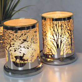 Electric Wax Melter Touch - Silver Silhouette Woodland Deer 17cm Electric Wax Melter Touch - Silver Silhouette Woodland Deer 17cm