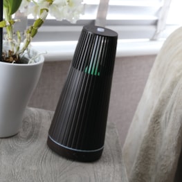 LED Ultrasonic Diffuser - Ridged Chimney Dark Wood 21cm LED Ultrasonic Diffuser - Ridged Chimney Dark Wood 21cm