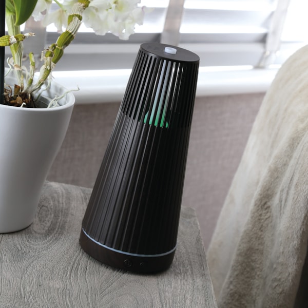 LED Ultrasonic Diffuser - Ridged Chimney Dark Wood 21cm LED Ultrasonic Diffuser - Ridged Chimney Dark Wood 21cm