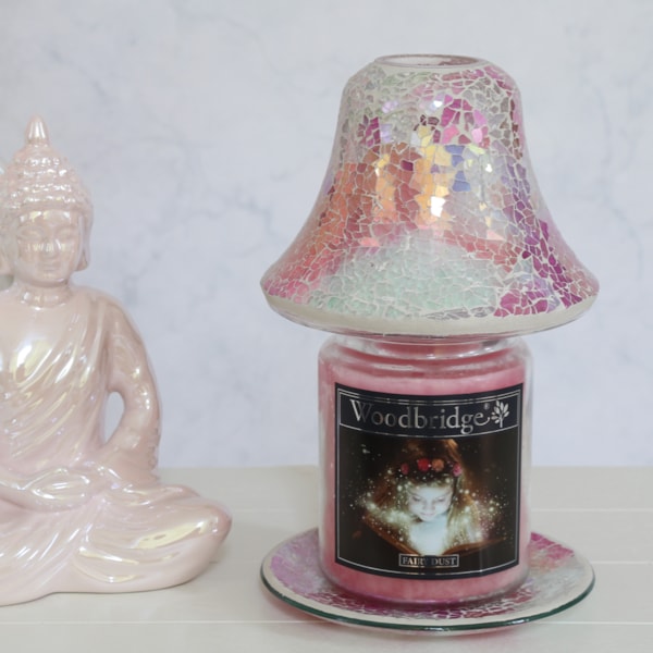 Jar Shade & Tray Set - Pink Crackle Jar Shade & Tray Set - Pink Crackle