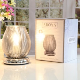 Electric Wax Melter Touch - Ribbed Grey Lustre 18cm Electric Wax Melter Touch - Ribbed Grey Lustre 18cm