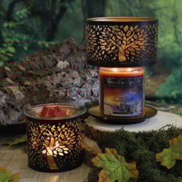 Tealight Wax Melter and Candle Holder - Black Silhouette Tree of Life 10.5cm Tealight Wax Melter and Candle Holder - Black Silhouette Tree of Life 10.5cm