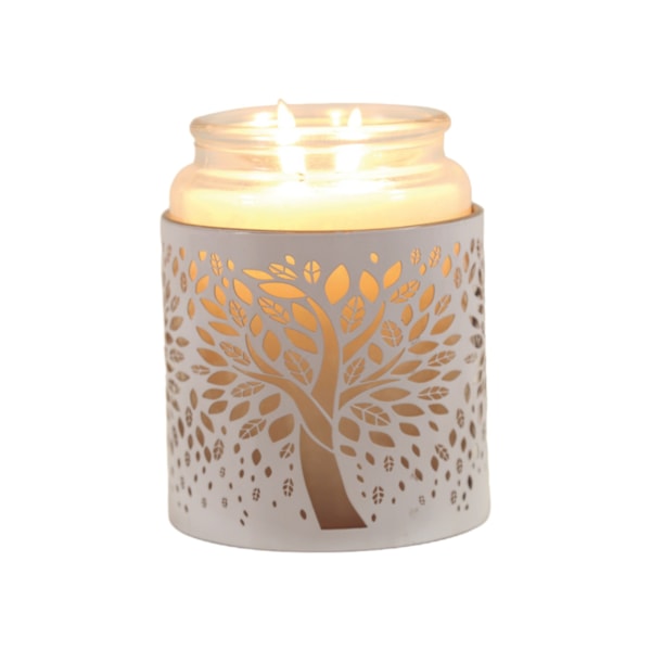 Tealight Wax Melter and Candle Holder - White Silhouette Tree of Life 10.5cm Tealight Wax Melter and Candle Holder - White Silhouette Tree of Life 10.5cm