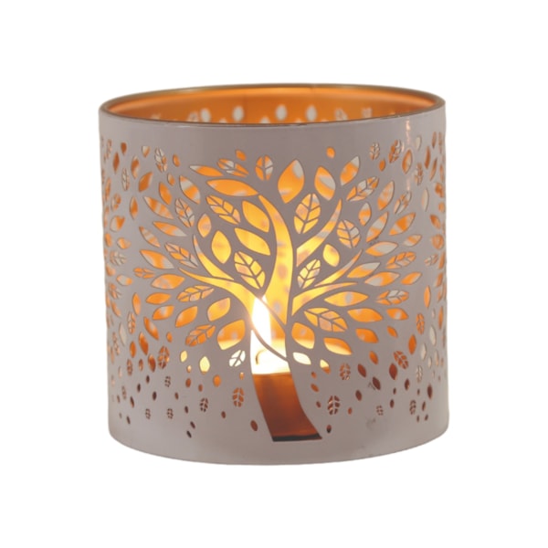 Tealight Wax Melter and Candle Holder - White Silhouette Tree of Life 10.5cm Tealight Wax Melter and Candle Holder - White Silhouette Tree of Life 10.5cm