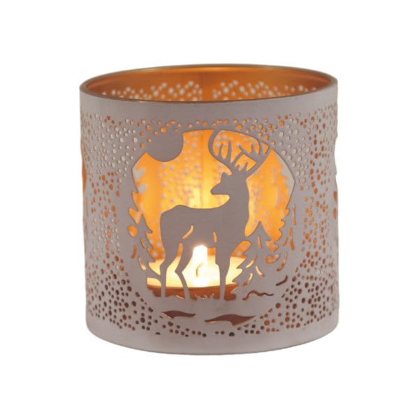 Tealight Wax Melter and Candle Holder - White Silhouette Stag 10.5cm Tealight Wax Melter and Candle Holder - White Silhouette Stag 10.5cm
