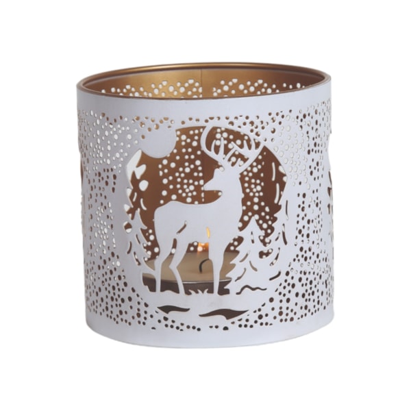 Tealight Wax Melter and Candle Holder - White Silhouette Stag 10.5cm Tealight Wax Melter and Candle Holder - White Silhouette Stag 10.5cm