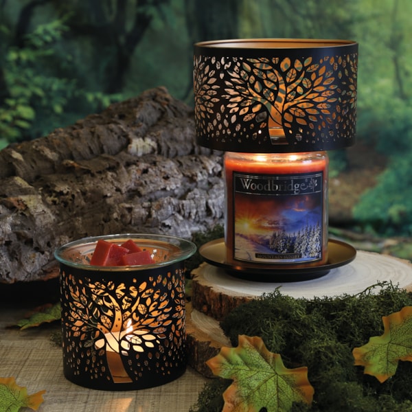 Jar Shade & Tray Set Metal Silhouette - Black Tree of Life