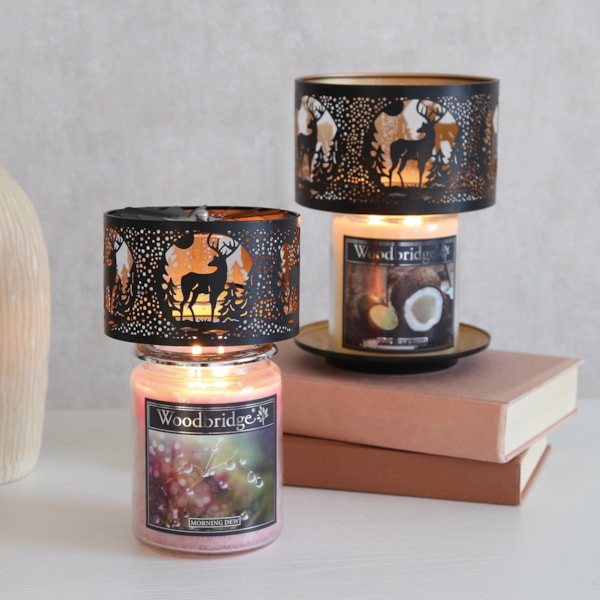Jar Shade & Tray Set Metal Silhouette - Black Stag