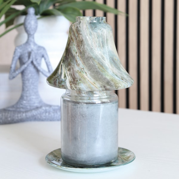 Jar Shade & Tray Set - Jade Marble Jar Shade & Tray Set - Jade Marble