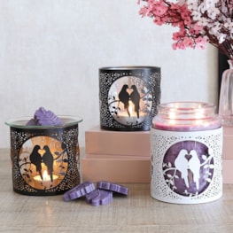 Tealight Wax Melter & Candle Holder - Black & Gold Silhouette Doves 10.5cm Tealight Wax Melter & Candle Holder - Black & Gold Silhouette Doves 10.5cm