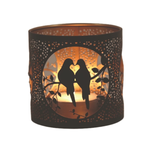 Tealight Wax Melter & Candle Holder - Black & Gold Silhouette Doves 10.5cm Tealight Wax Melter & Candle Holder - Black & Gold Silhouette Doves 10.5cm