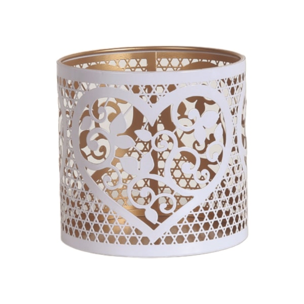 Tealight Wax Melter & Candle Holder - White & Gold Silhouette Heart 10.5cm Tealight Wax Melter & Candle Holder - White & Gold Silhouette Heart 10.5cm