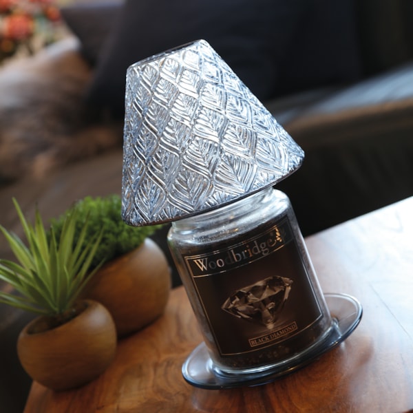 Jar Shade & Tray Set Glass Leaf - Grey