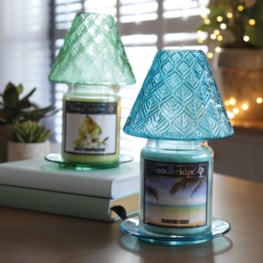 Jar Shade & Tray Set Glass Leaf - Teal Jar Shade & Tray Set Glass Leaf - Teal