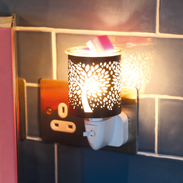 Wax Melter Plug In - Black & Gold Silhouette Tree of Life 13cm Wax Melter Plug In - Black & Gold Silhouette Tree of Life 13cm