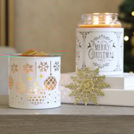 Tealight Wax Melter and Candle Holder - White Silhouette Merry Christmas Tealight Wax Melter and Candle Holder - White Silhouette Merry Christmas