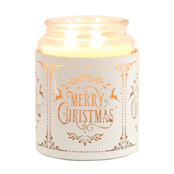 Tealight Wax Melter and Candle Holder - White Silhouette Merry Christmas Tealight Wax Melter and Candle Holder - White Silhouette Merry Christmas
