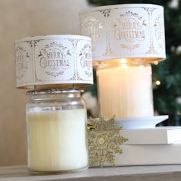 Jar Shade & Tray Set Metal Silhouette - White Merry Christmas Jar Shade & Tray Set Metal Silhouette - White Merry Christmas