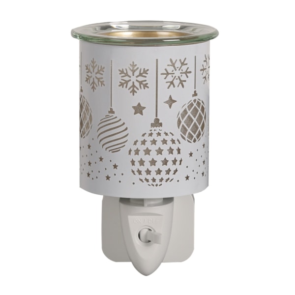 Wax Melter Plug In - White & Gold Silhouette Baubles 13cm Wax Melter Plug In - White & Gold Silhouette Baubles 13cm