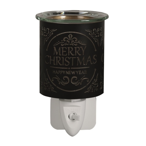 Wax Melter Plug In - Black & Gold Silhouette Merry Christmas 13cm Wax Melter Plug In - Black & Gold Silhouette Merry Christmas 13cm