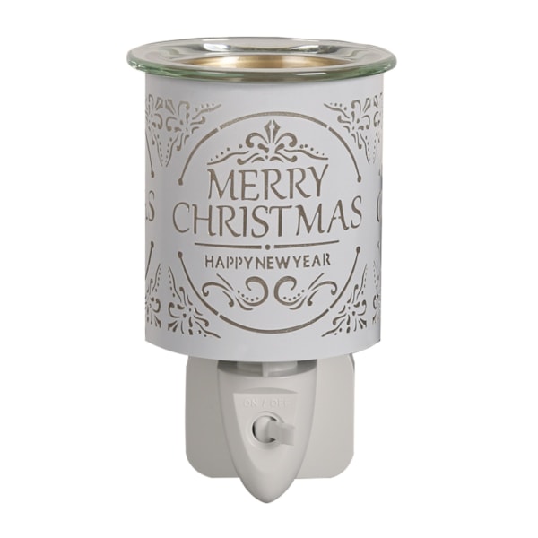 Wax Melter Plug In - White & Gold Silhouette Merry Christmas 13cm Wax Melter Plug In - White & Gold Silhouette Merry Christmas 13cm