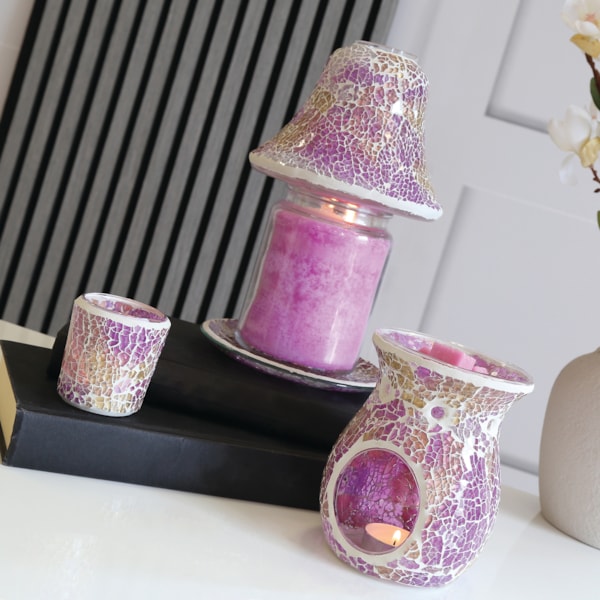Purple and Gold Crackle Votive Holder Purple and Gold Crackle Votive Holder