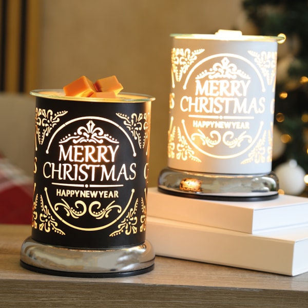 Electric Wax Melter Touch - White Silhouette Merry Christmas 17cm Electric Wax Melter Touch - White Silhouette Merry Christmas 17cm