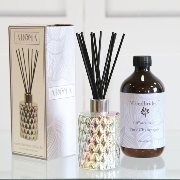 Silver Lustre Glass Reed Diffuser Bottle & 50 Fibre Reeds Silver Lustre Glass Reed Diffuser Bottle & 50 Fibre Reeds