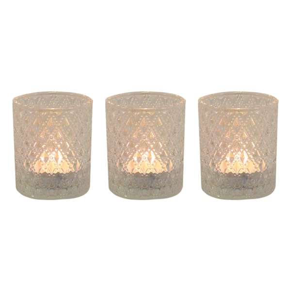 Clear Lustre Set of 3 Tealight Votive Holder Clear Lustre Set of 3 Tealight Votive Holder