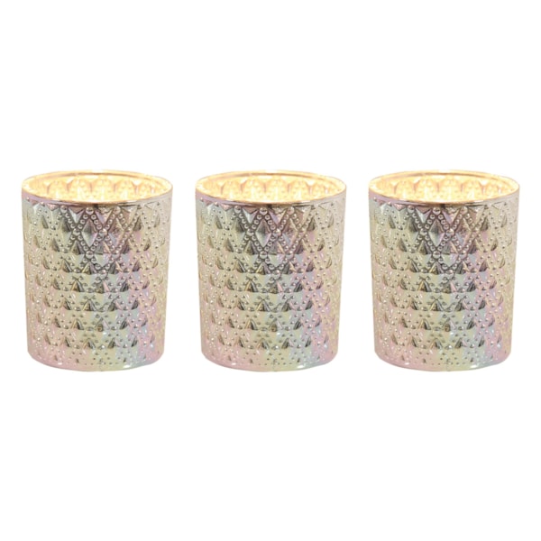 Silver Lustre Set of 3 Tealight Votive Holder Silver Lustre Set of 3 Tealight Votive Holder