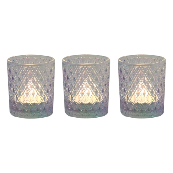 Blue Lustre Set of 3 Tealight Votive Holder Blue Lustre Set of 3 Tealight Votive Holder