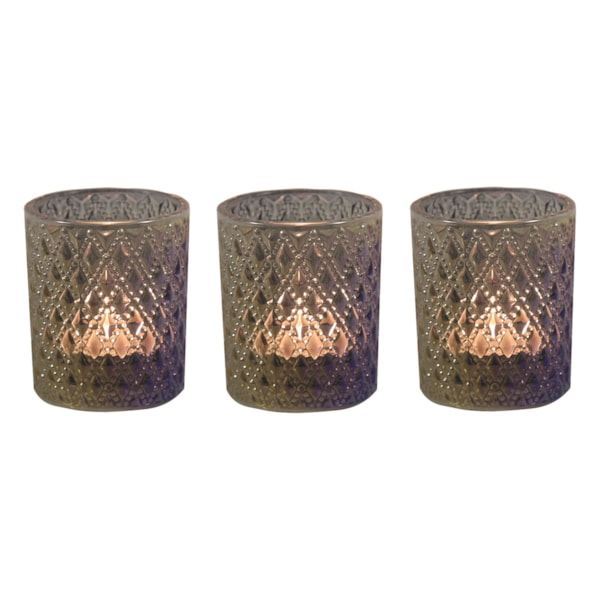 Grey Lustre Set of 3 Tealight Votive Holder Grey Lustre Set of 3 Tealight Votive Holder