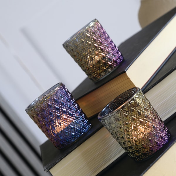 Grey Lustre Set of 3 Tealight Votive Holder Grey Lustre Set of 3 Tealight Votive Holder