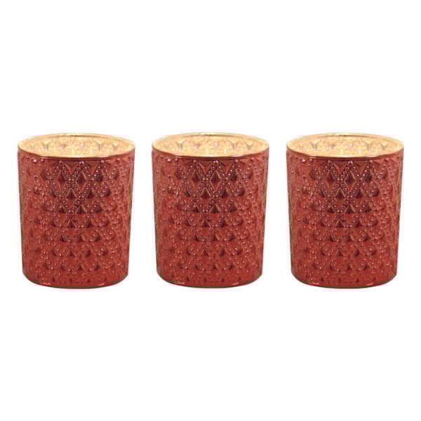 Red Lustre Set of 3 Tealight Votive Holder Red Lustre Set of 3 Tealight Votive Holder
