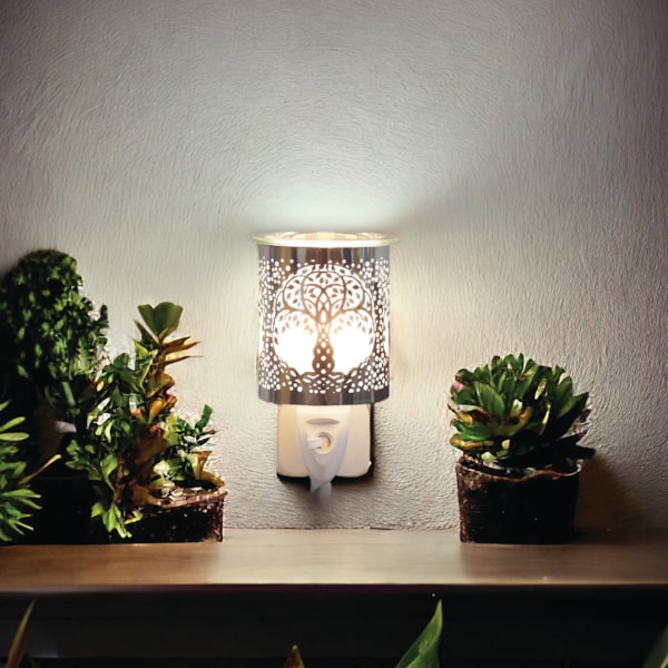 Wax Melter Plug In - Chrome Tree of Life 13cm Wax Melter Plug In - Chrome Tree of Life 13cm
