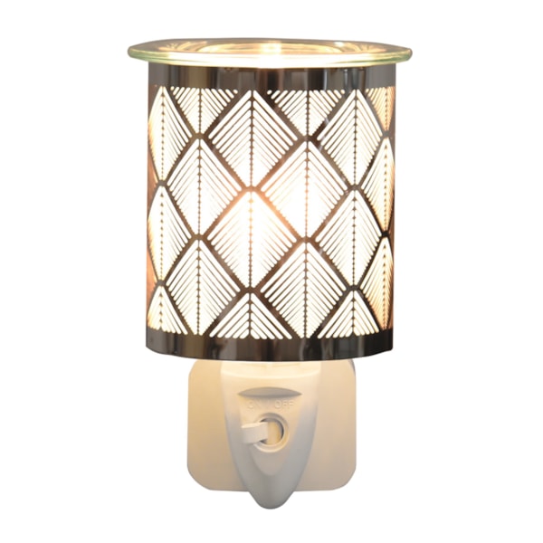 Wax Melter Plug In - Chrome Chevron 13cm Wax Melter Plug In - Chrome Chevron 13cm