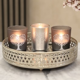 Black & Silver Heart Tealight Votive Holders Set3 Black & Silver Heart Tealight Votive Holders Set3