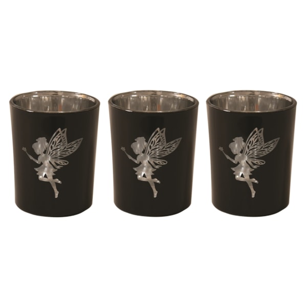 Black & Silver Fairy Tealight Votive Holders Set3 Black & Silver Fairy Tealight Votive Holders Set3