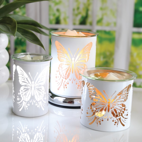 Tealight Wax Melter and Candle Holder - White & Gold Silhouette Melter Butterfly Tealight Wax Melter and Candle Holder - White & Gold Silhouette Melter Butterfly