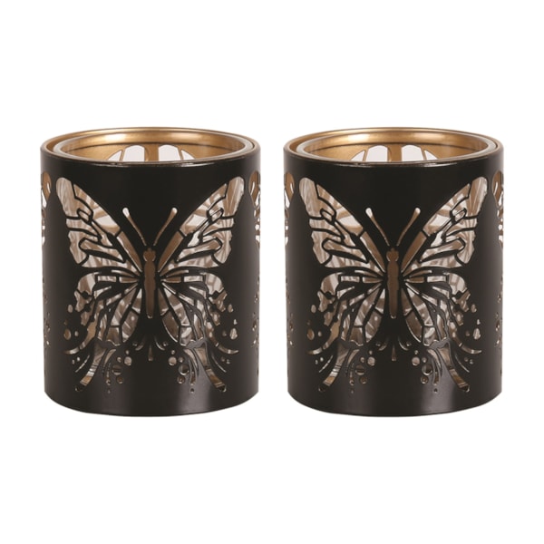 Votive Holder Metal Silhouette – Black and Gold Butterfly set of two Votive Holder Metal Silhouette – Black and Gold Butterfly set of two
