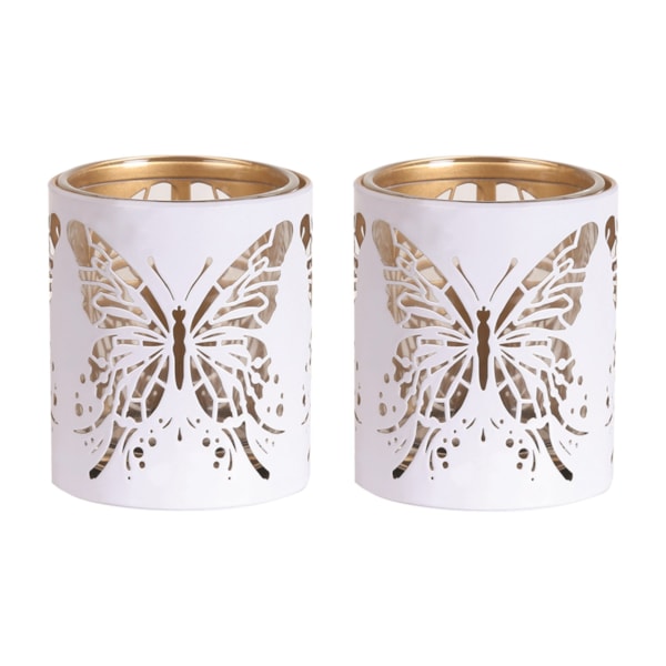 Votive Holder Metal Silhouette – White and Gold Butterfly set of two Votive Holder Metal Silhouette – White and Gold Butterfly set of two