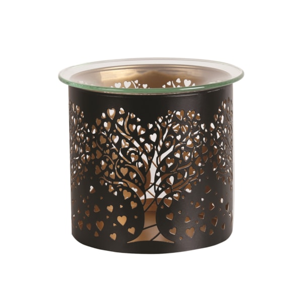Tealight Wax Melter and Candle Holder -Black & Gold Silhouette Melter Heart Tree Tealight Wax Melter and Candle Holder -Black & Gold Silhouette Melter Heart Tree