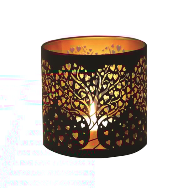 Tealight Wax Melter and Candle Holder -Black & Gold Silhouette Melter Heart Tree Tealight Wax Melter and Candle Holder -Black & Gold Silhouette Melter Heart Tree