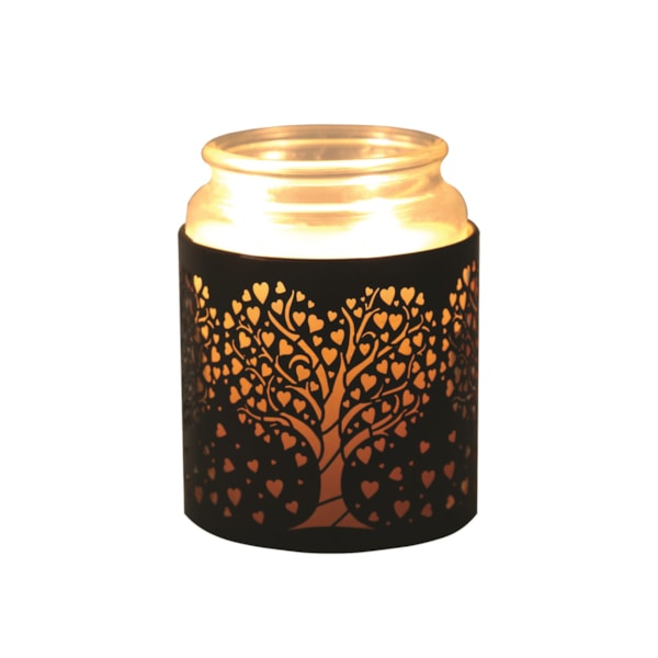 Tealight Wax Melter and Candle Holder -Black & Gold Silhouette Melter Heart Tree Tealight Wax Melter and Candle Holder -Black & Gold Silhouette Melter Heart Tree