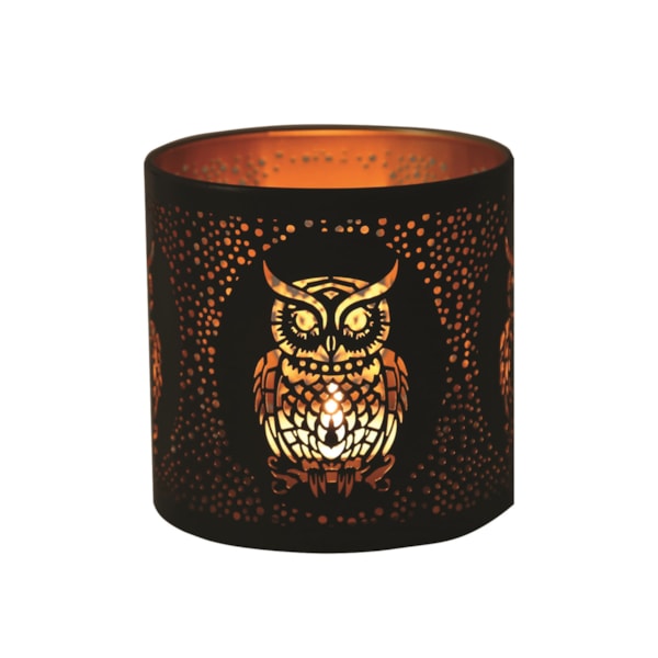 Tealight Wax Melter and Candle Holder - Black & Gold Silhouette Melter Owl Tealight Wax Melter and Candle Holder - Black & Gold Silhouette Melter Owl