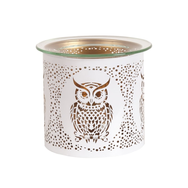 Tealight Wax Melter and Candle Holder - White & Gold Silhouette Melter Owl Tealight Wax Melter and Candle Holder - White & Gold Silhouette Melter Owl