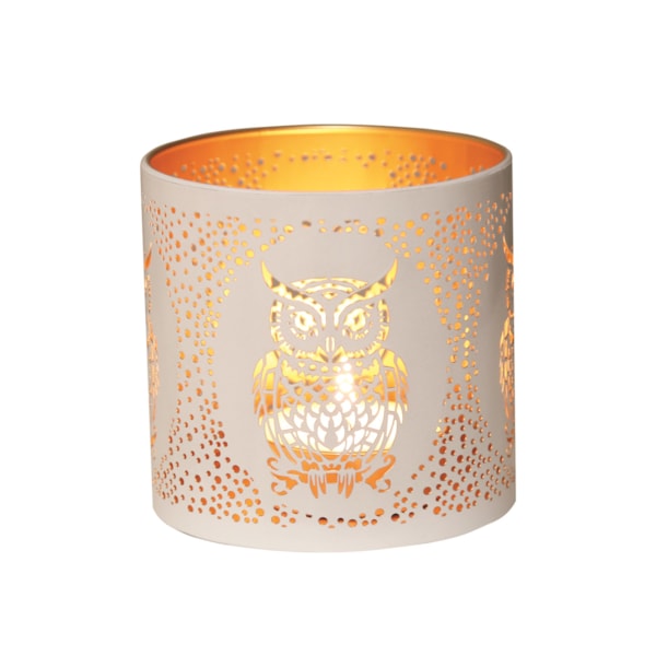 Tealight Wax Melter and Candle Holder - White & Gold Silhouette Melter Owl Tealight Wax Melter and Candle Holder - White & Gold Silhouette Melter Owl