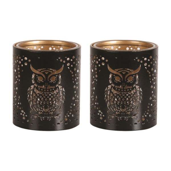 Votive Holder Metal Silhouette – Black and Gold Owl set of two Votive Holder Metal Silhouette – Black and Gold Owl set of two