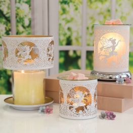 Tealight Wax Melter and Candle Holder - White & Gold Silhouette Melter Fairy Tealight Wax Melter and Candle Holder - White & Gold Silhouette Melter Fairy